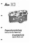 Leica M 3 manual. Camera Instructions.